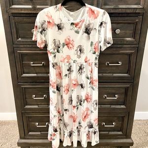 Pink Blush Floral Midi Dress